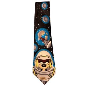 Vintage Looney Tunes Taz Astronaut Tie Tasmanian Devil Space Necktie 90s